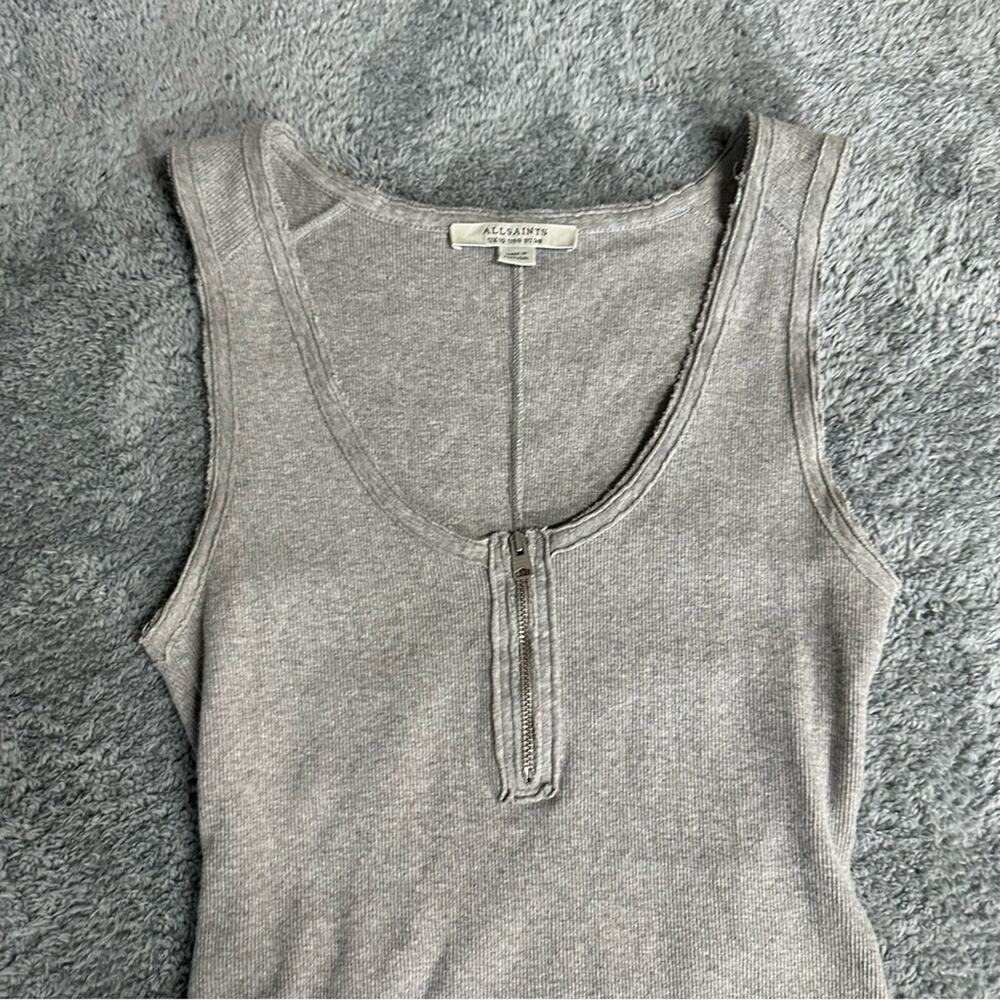 All Saints Alicia Gray Ribbed Sleeveless Bodysuit Size 6 - Picture 8 of 8